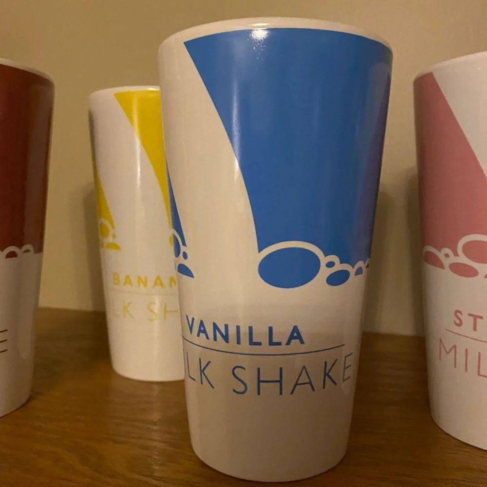 Colorful Milkshake Tumblers Set of 4 Ceramic Retro Summer Ice Cream Social